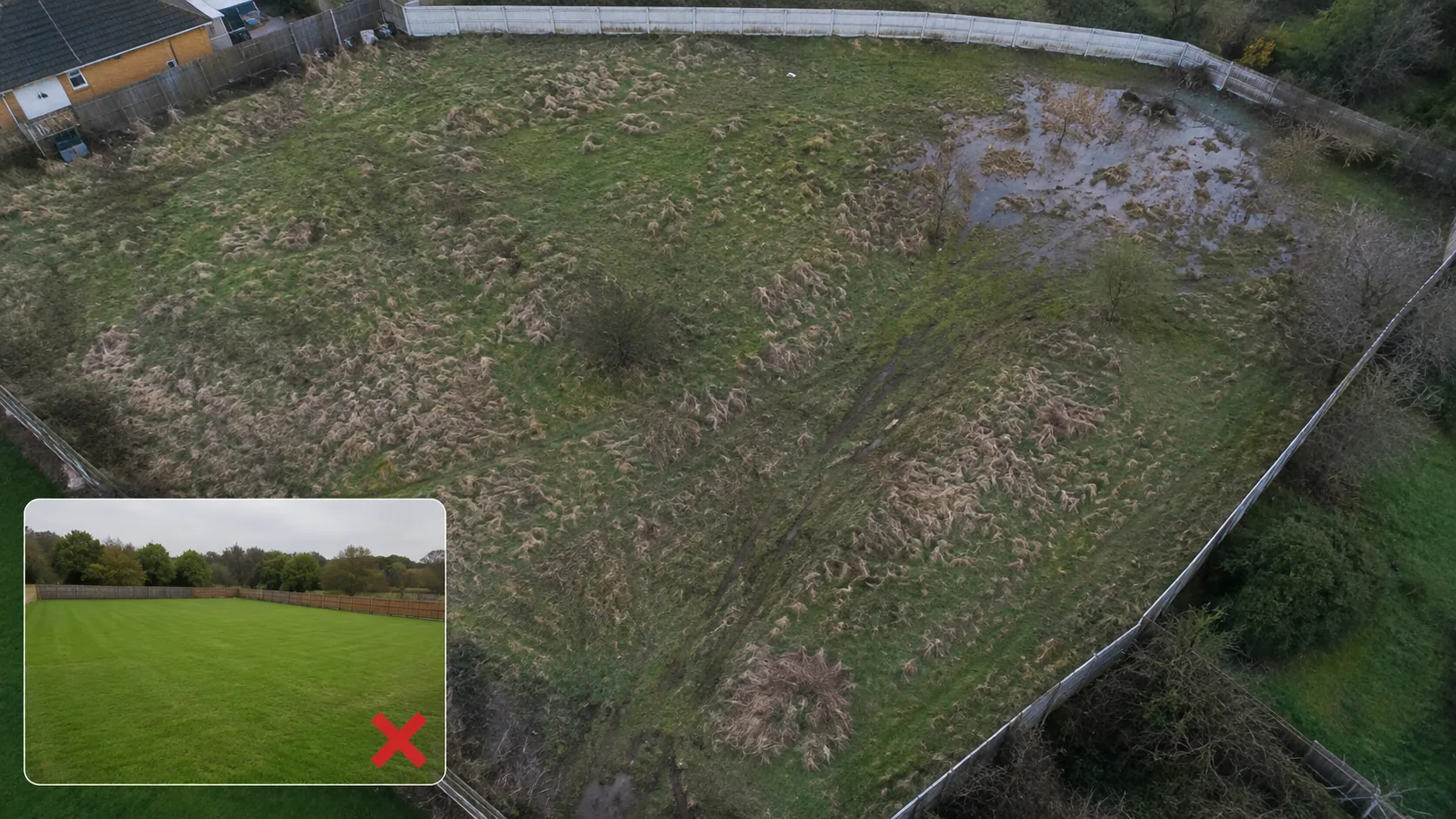 Aerial evidence of a property misrepresented in its listing
