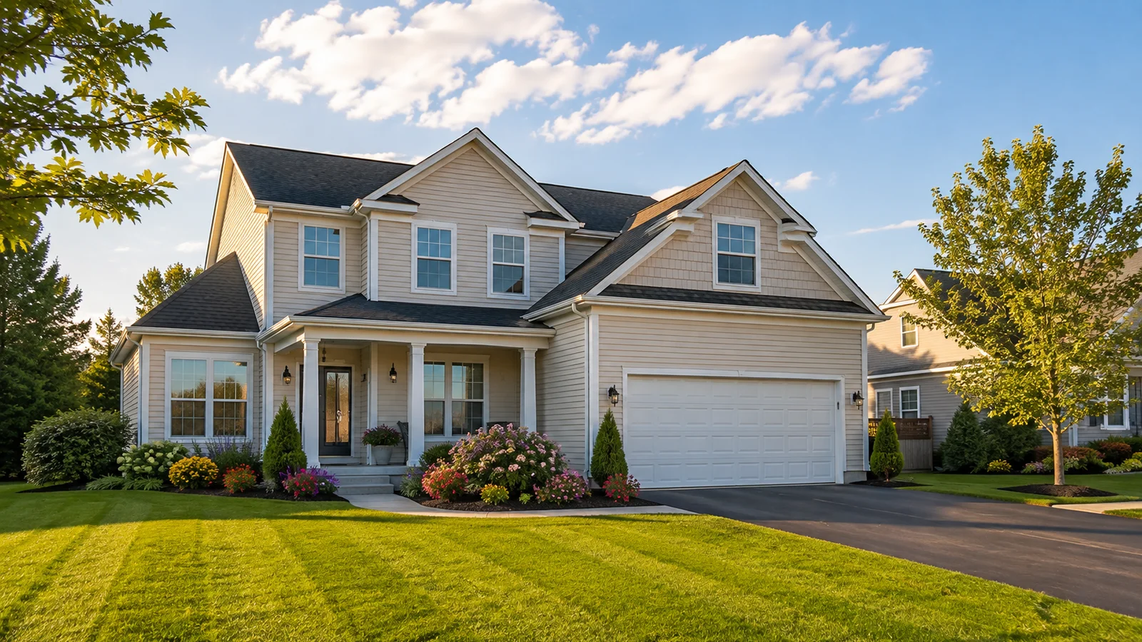 Real estate listing photo of a suburban home
